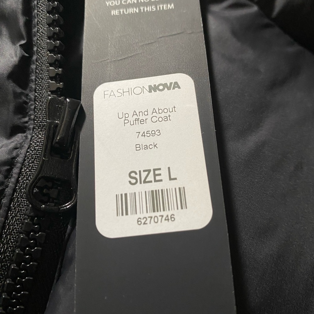 Fashion Nova Black Puffer Jacket - Picture 3 of 5